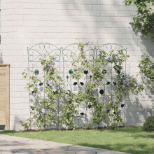 vidaXL Garden Fence 3 pcs Green 110.5 x 42.5 cm Steel