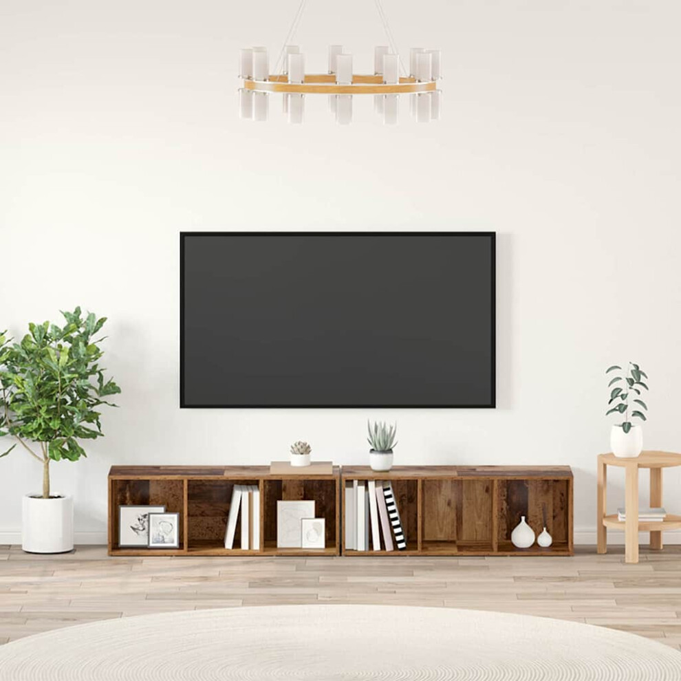 Vidaxl Tv Cabinet Set 2 Pcs Old Wood 37 X 35 X 107Cm Engineered Wood