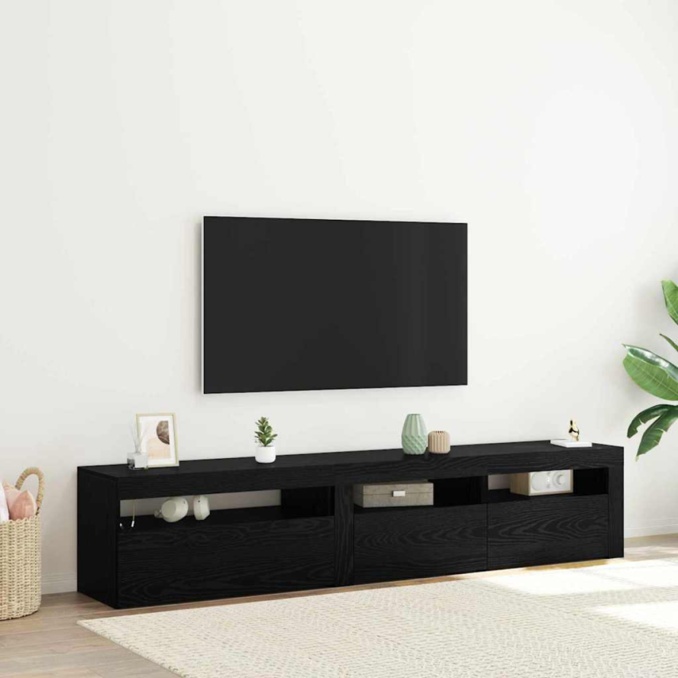 VIDAXL 2-Piece TV Cabinet Set in Black Oak Engineered Wood with Integrated LED Lighting - Image 2