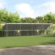 vidaXL Dog Kennel 4 pcs Silver 8 x 2 x 2 m Galvanised steel