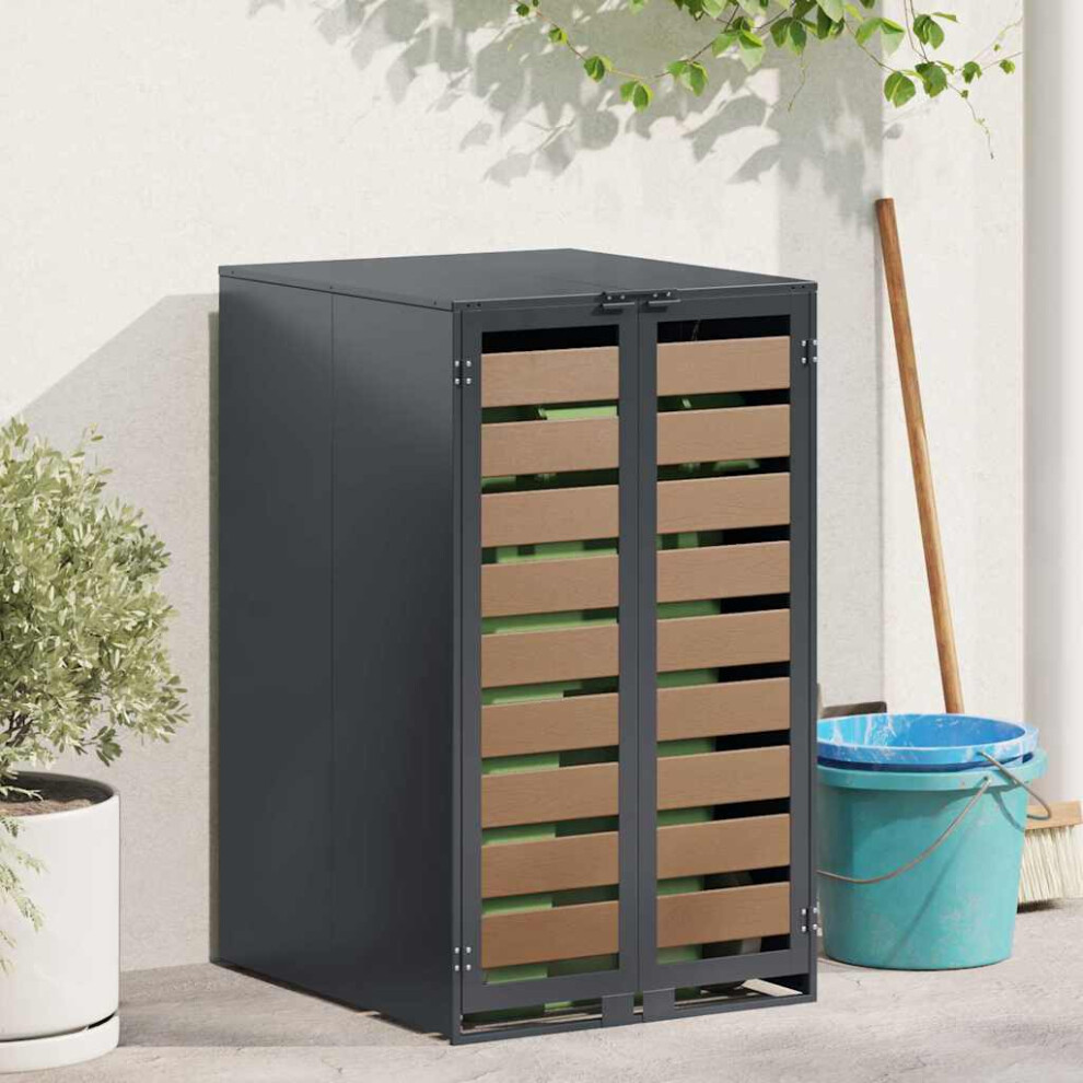 vidaXL Wheelie Bin Storage Shed - Anthracite/Brown - 115.5x77.5x66cm - Image 2