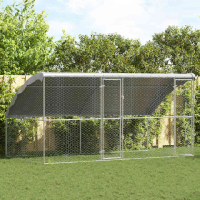 vidaXL Dog Kennel 2 pcs Silver 4 x 2 x 2 m Galvanised steel