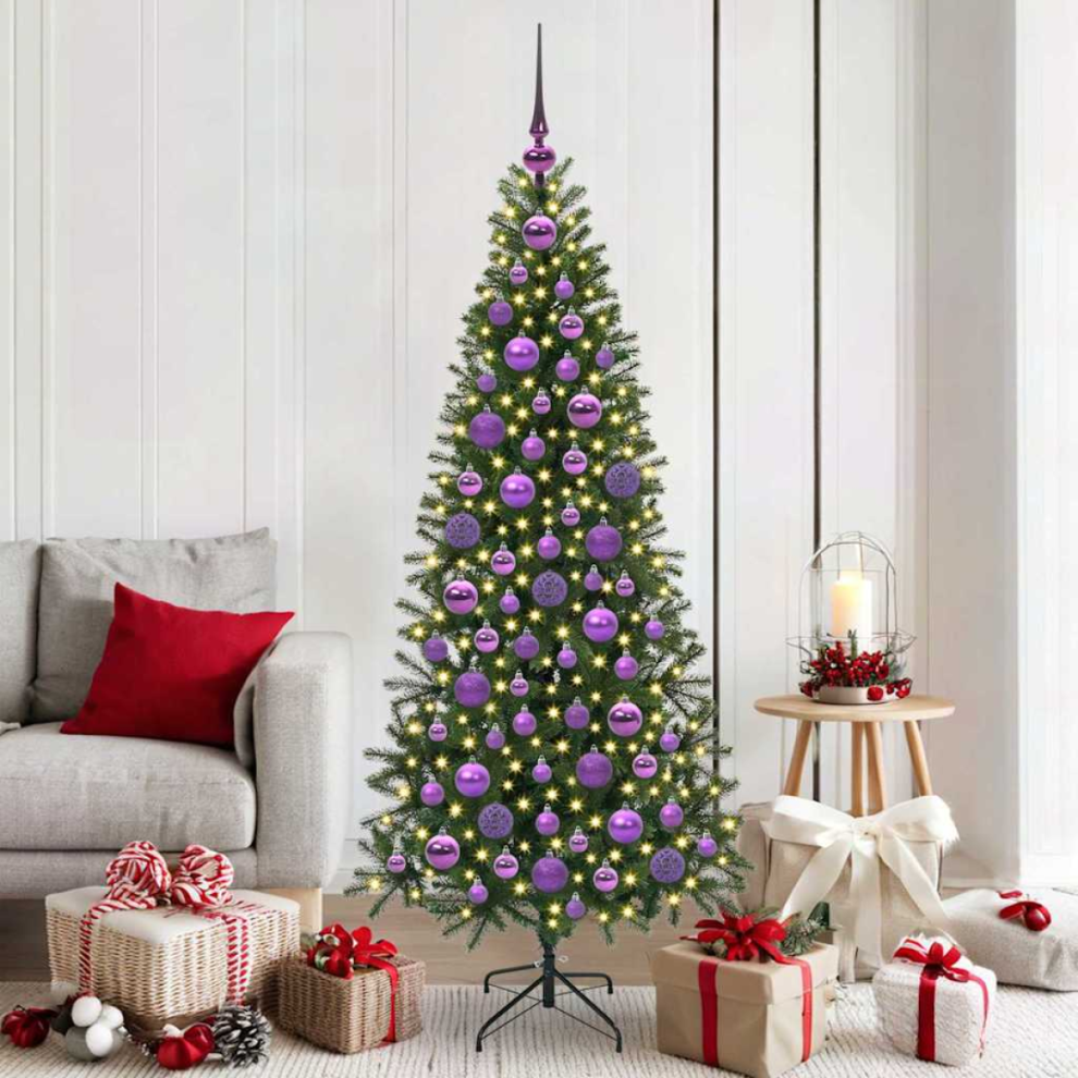 Vidaxl Christmas Bauble Set With 300 Leds 120 Pcs Plastic Lilac