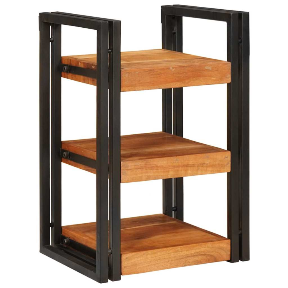 Vidaxl Bedside Table Brown And Black 38 X 33 X 58 Cm Solid Wood Acacia