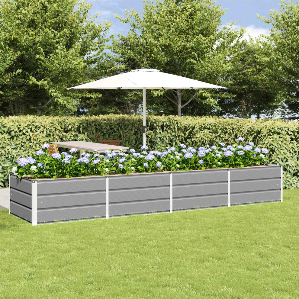 Vidaxl Planter 320 X 80 X 45 Cm Steel Light/Grey