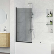 vidaXL Bath Shower Screen Manual Black 68 x 130 cm Tempered Glass