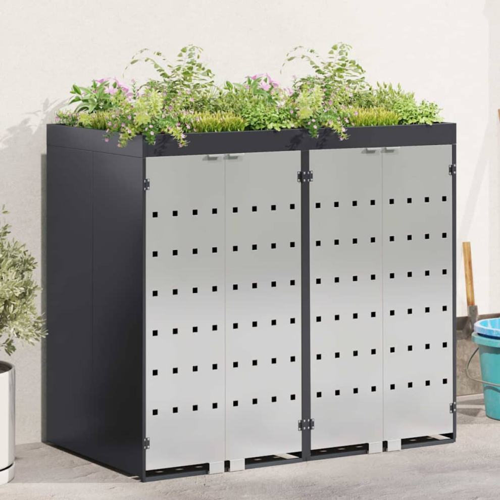 Vidaxl Wheelie Bin Storage For 2 Bins Anthracite 136 X 77.5 X 121.5 Cm
