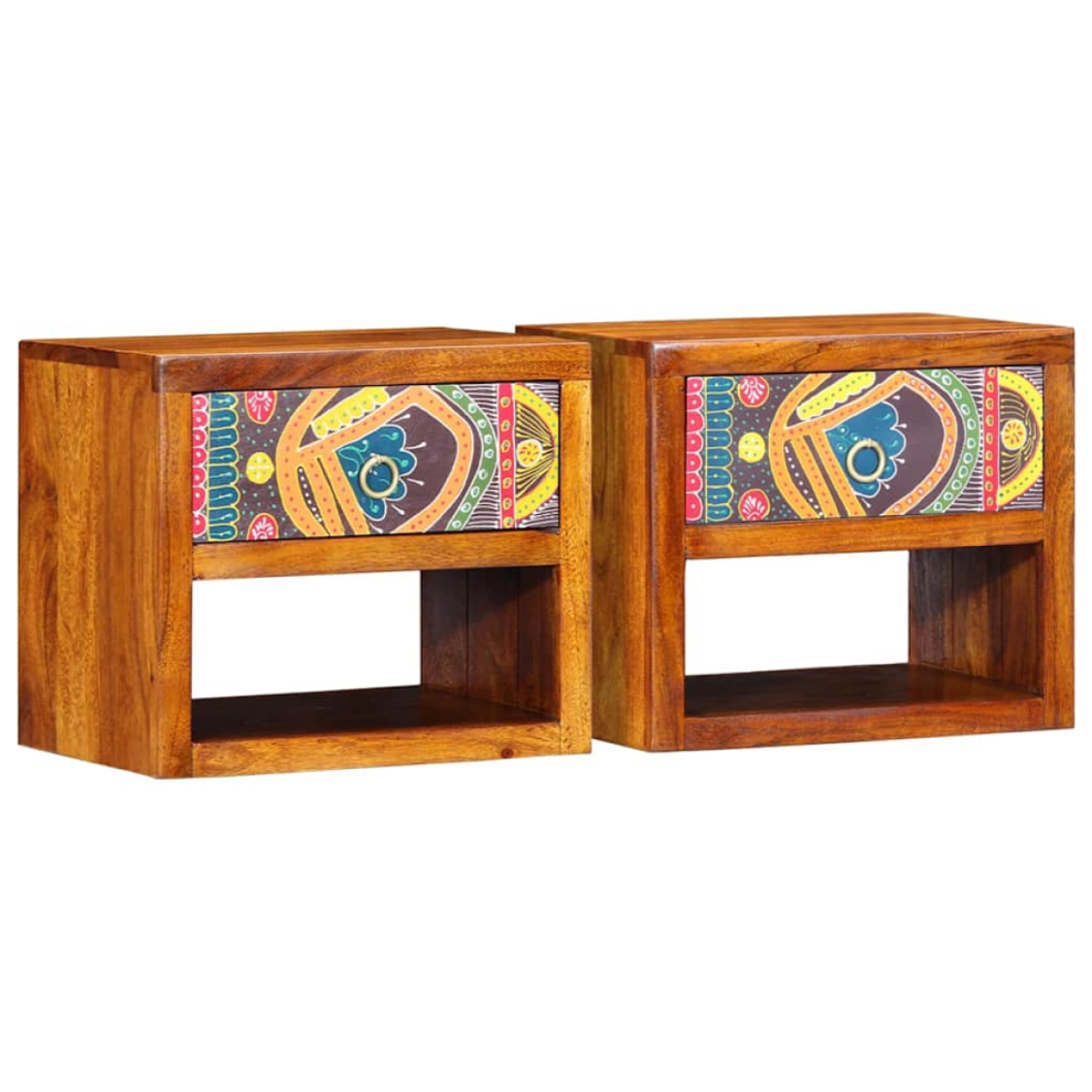 Vidaxl Bedside Cabinet 2 Pcs Brown 40 X 35 X 35 Cm Solid Acacia Wood