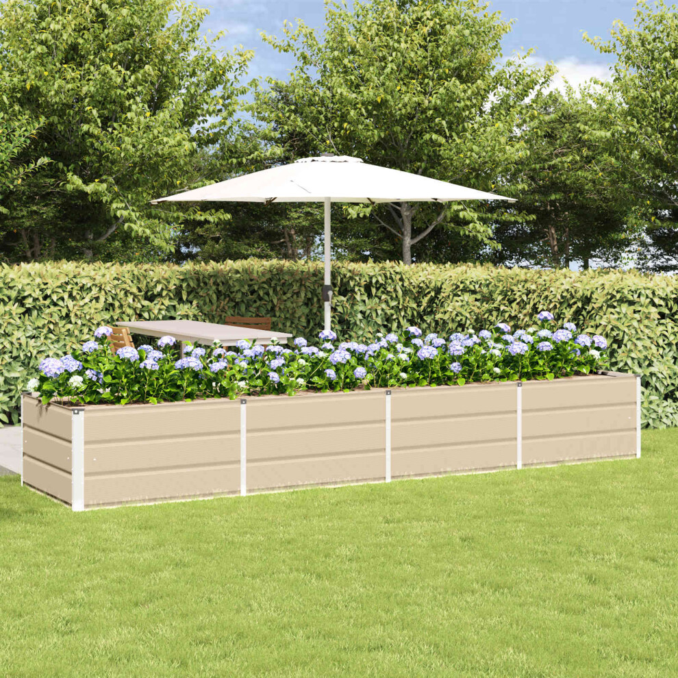 Vidaxl Planter 320 X 80 X 45 Cm Steel Ivory