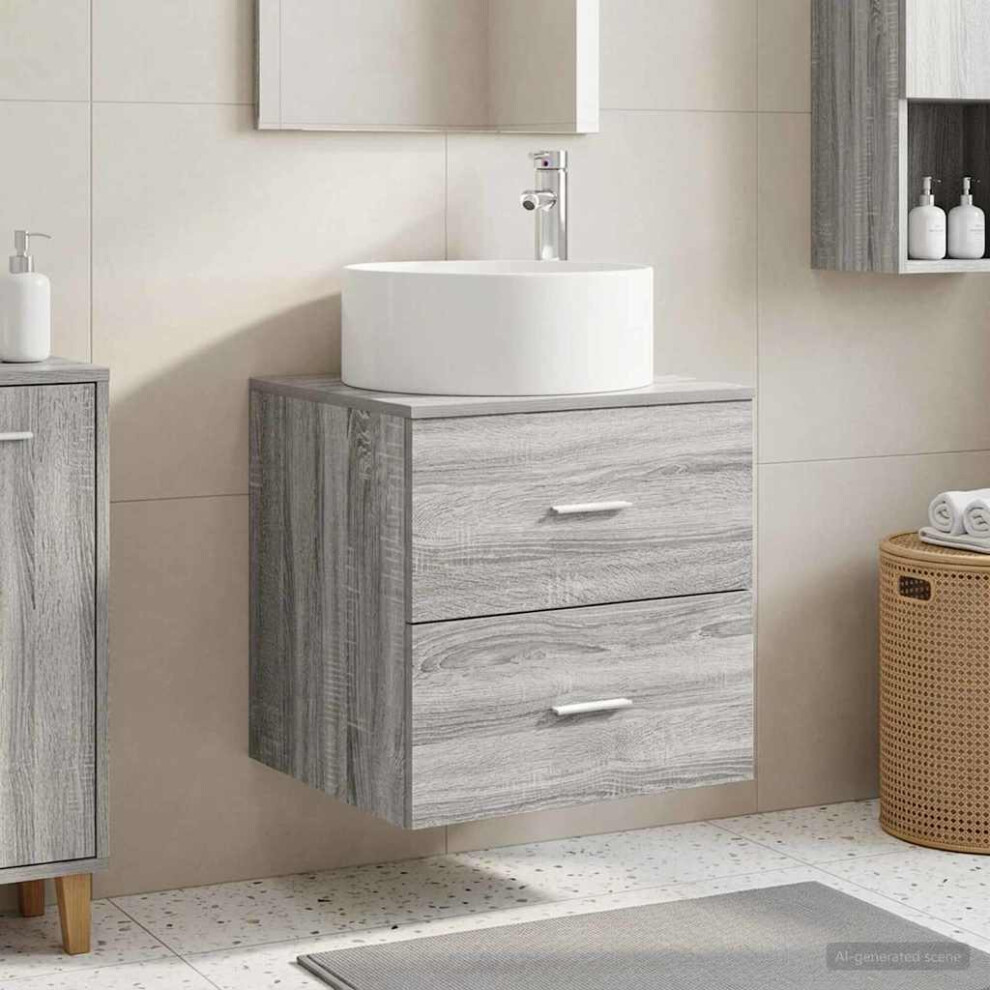 Vidaxl Wall-Mounted Sink Vanity Sonoma 49.5 X 44.5 X 65.5 Cm Grey
