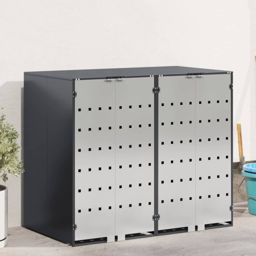 VidaXL vidaXL Wagenmüllbehälter für 2 Behälter Edelstahl Anthrazit