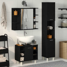 vidaXL Badezimmermöbel-Set 3 stk. Schwarz 30 x 30 x 179,5 cm