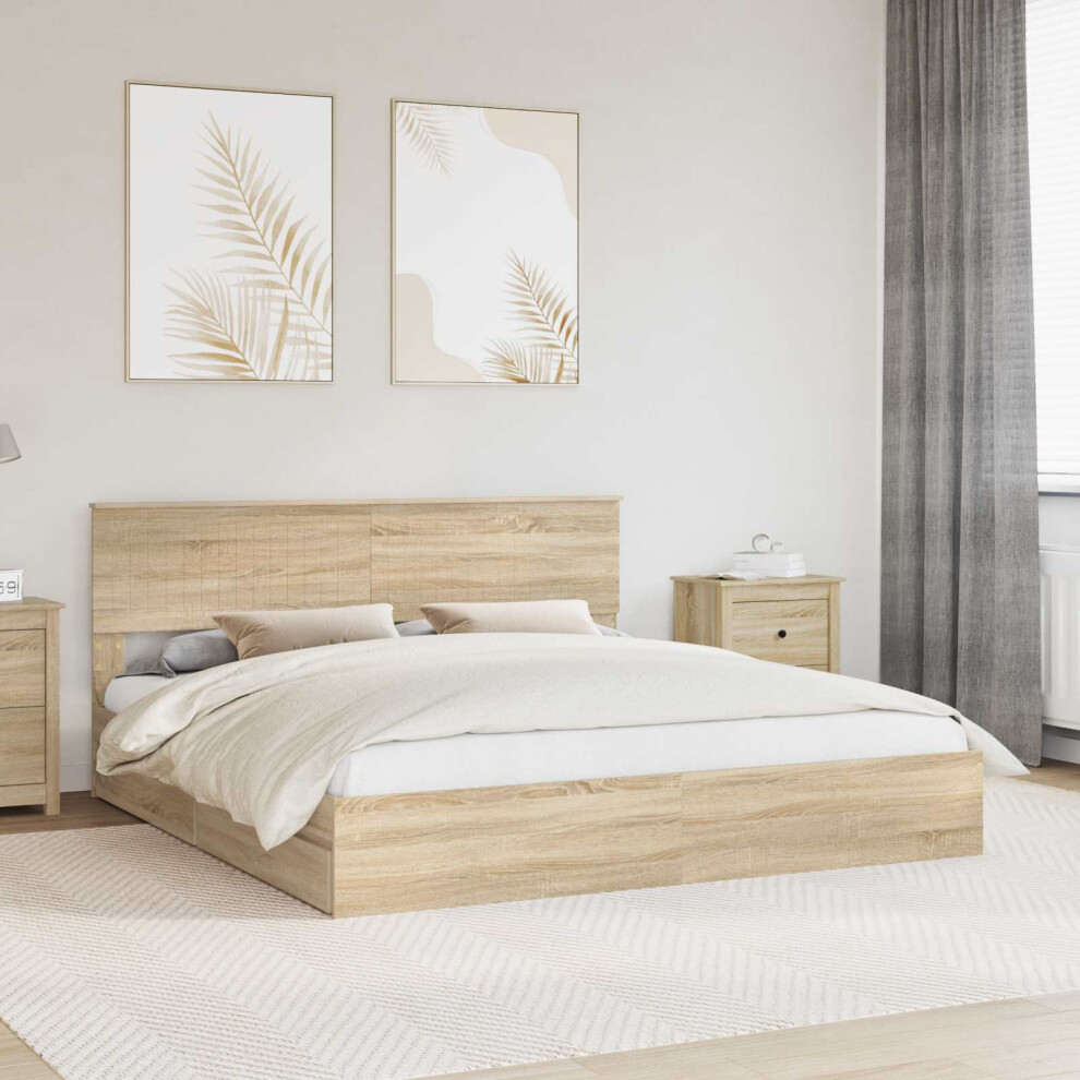 Vidaxl Storage Bed With Drawer Sonoma Oak 180 X 200 Cm Engineered Wood