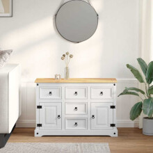 vidaXL Storage Chests Corona White 112 x 40 x 75 cm Solid Pine Wood