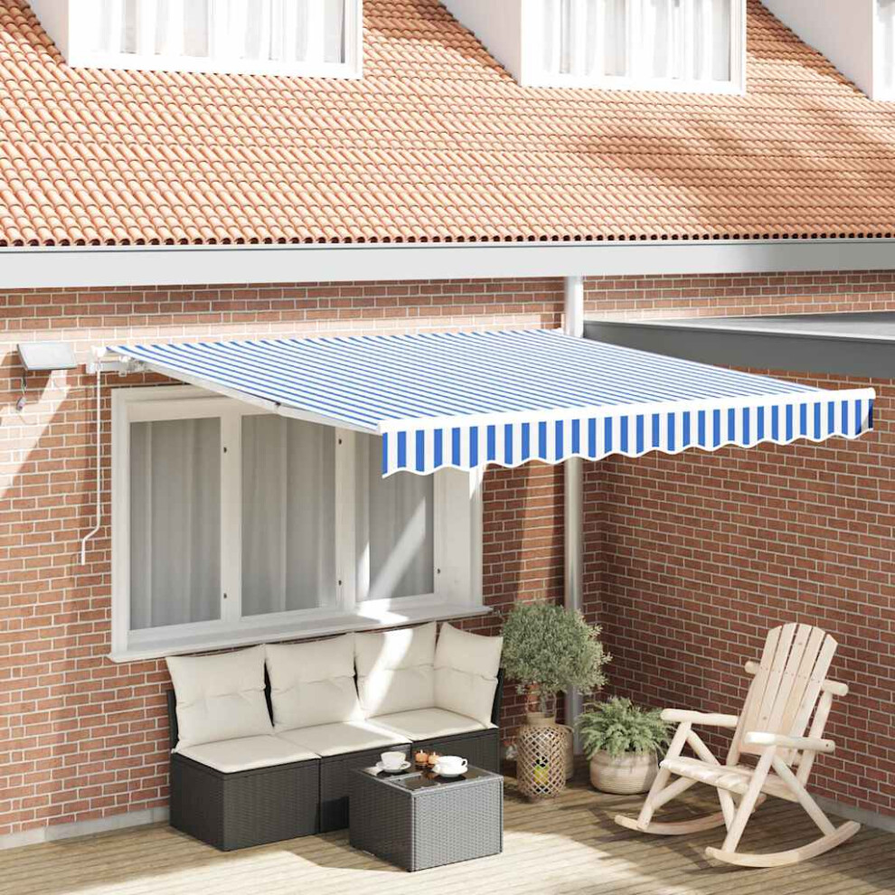 Vidaxl Retractable Awning Manual And 350 X 250 Cm Blue/White