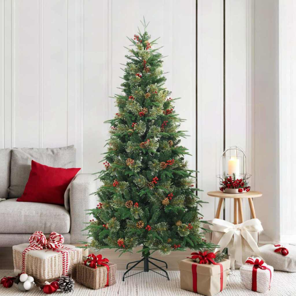Vidaxl Artificial Hinged Christmas Tree Green 180 Cm Pvc, Pe And Steel