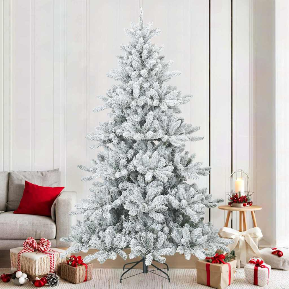 Vidaxl Artificial Hinged Christmas Tree Snow Flocked White 210 Cm