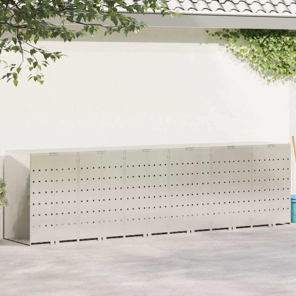VIDAXL 6 Wheelie Bin Storage Shed Silver - Image 2