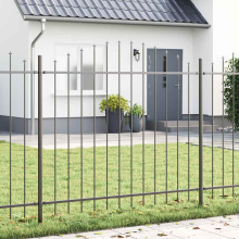 vidaXL Garden Fence 3 pcs Grey 170 x 165 cm Powder-Coated Steel