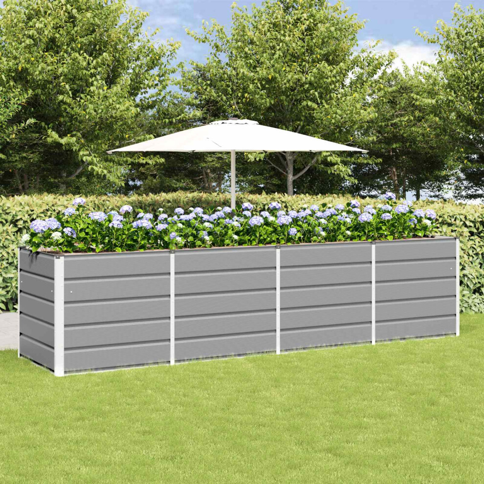 Vidaxl Planter 320 X 80 X 75 Cm Steel Light/Grey