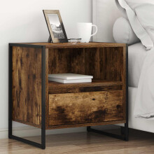 vidaXL Bedside Table Smoke Oak 50 x 39.5 x 50 cm Engineered Wood