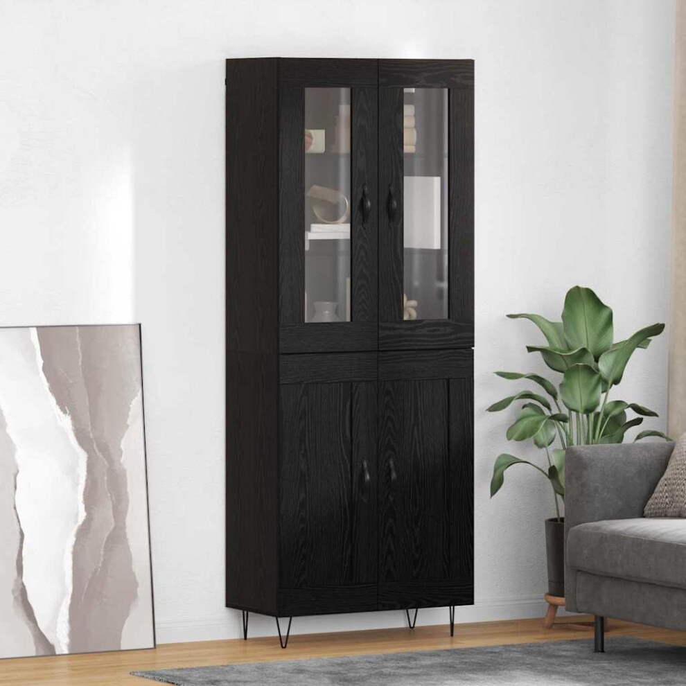 vidaXL Black Oak Sideboard with 4 Doors - Image 2
