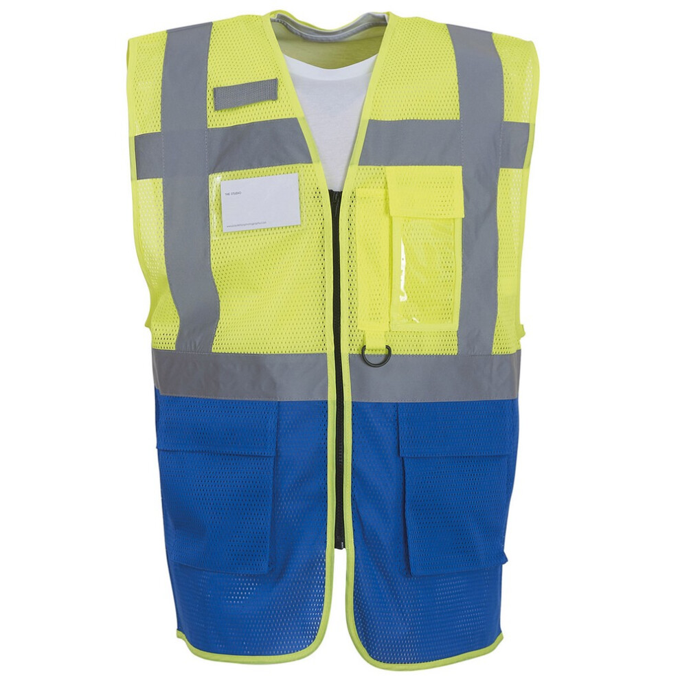 (Xxl, Yellow/Royal Blue) Yoko Mens Executive Mesh Hi-Vis Vest 5063527725677