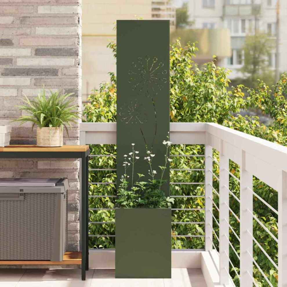 Vidaxl Garden Privacy Screen Olive Green 32 X 140 Cm Cold-Rolled Steel