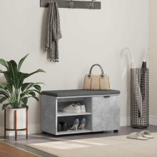vidaXL Flurbank mit Kissen mit Regal mit Tür Betongrau 80 x 38 x 46 cm