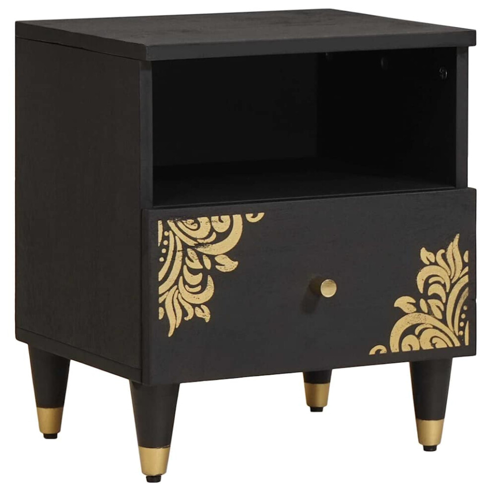 Vidaxl Bedside Cabinet 40 X 33 X 46 Cm Solid Mango Wood Black