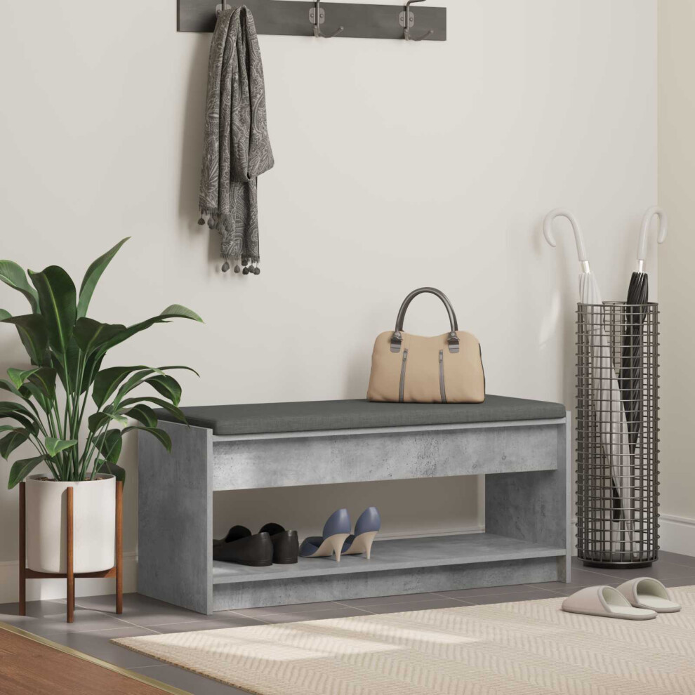 Vidaxl Hall Bench With Cushion Concrete 103 X 38 X 45 Cm Grey