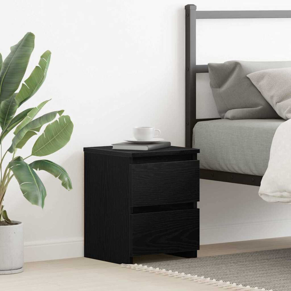 Vidaxl Bedside Cabinet Black Oak 30 X 30 X 40 Cm Engineered Wood