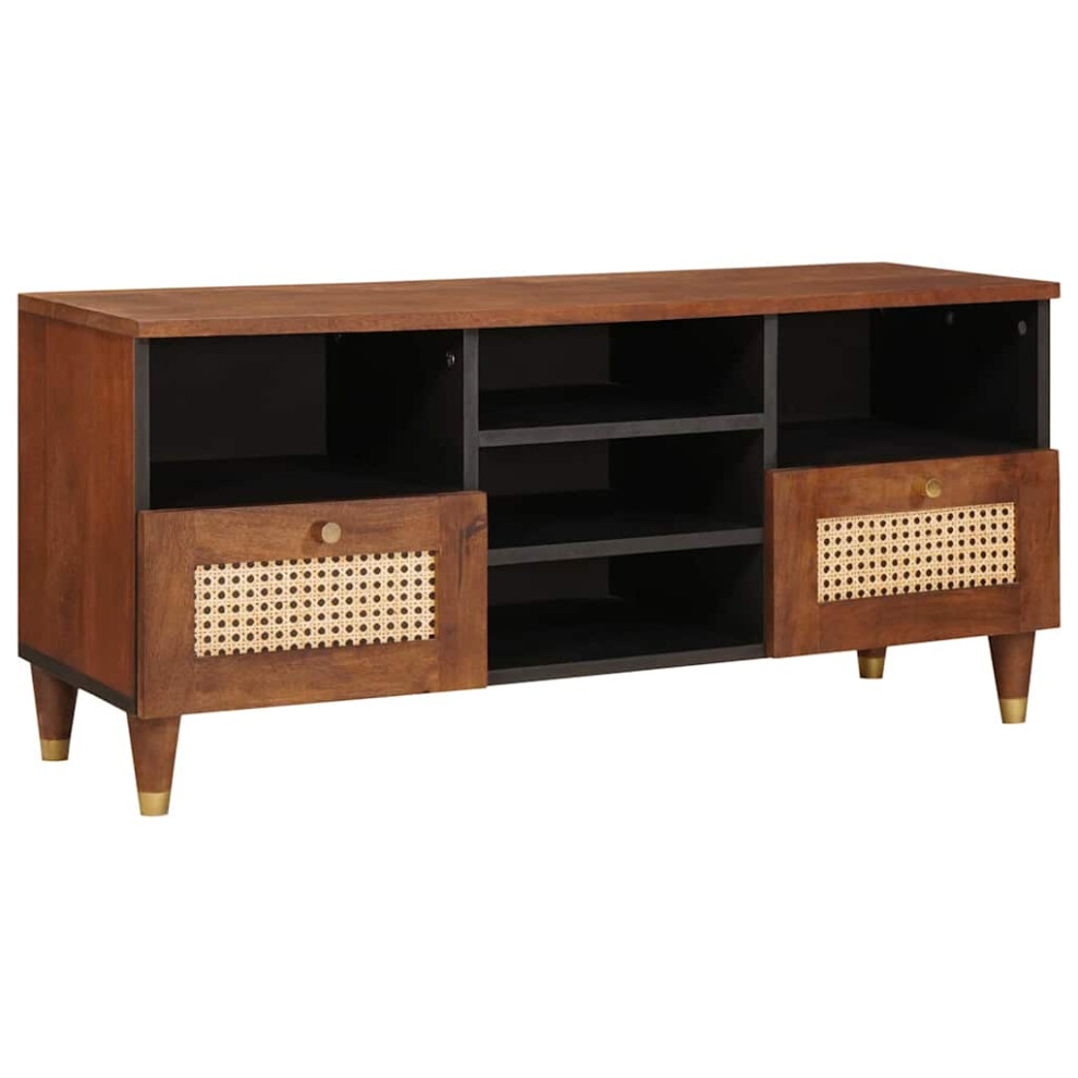 Vidaxl Tv Cabinet With Shelf Brown 100 X 33.5 X 46 Cm Solid Mango Wood