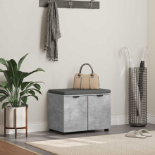 vidaXL Flurbank mit Kissen mit Regal mit Tür Betongrau 60 x 38 x 46 cm