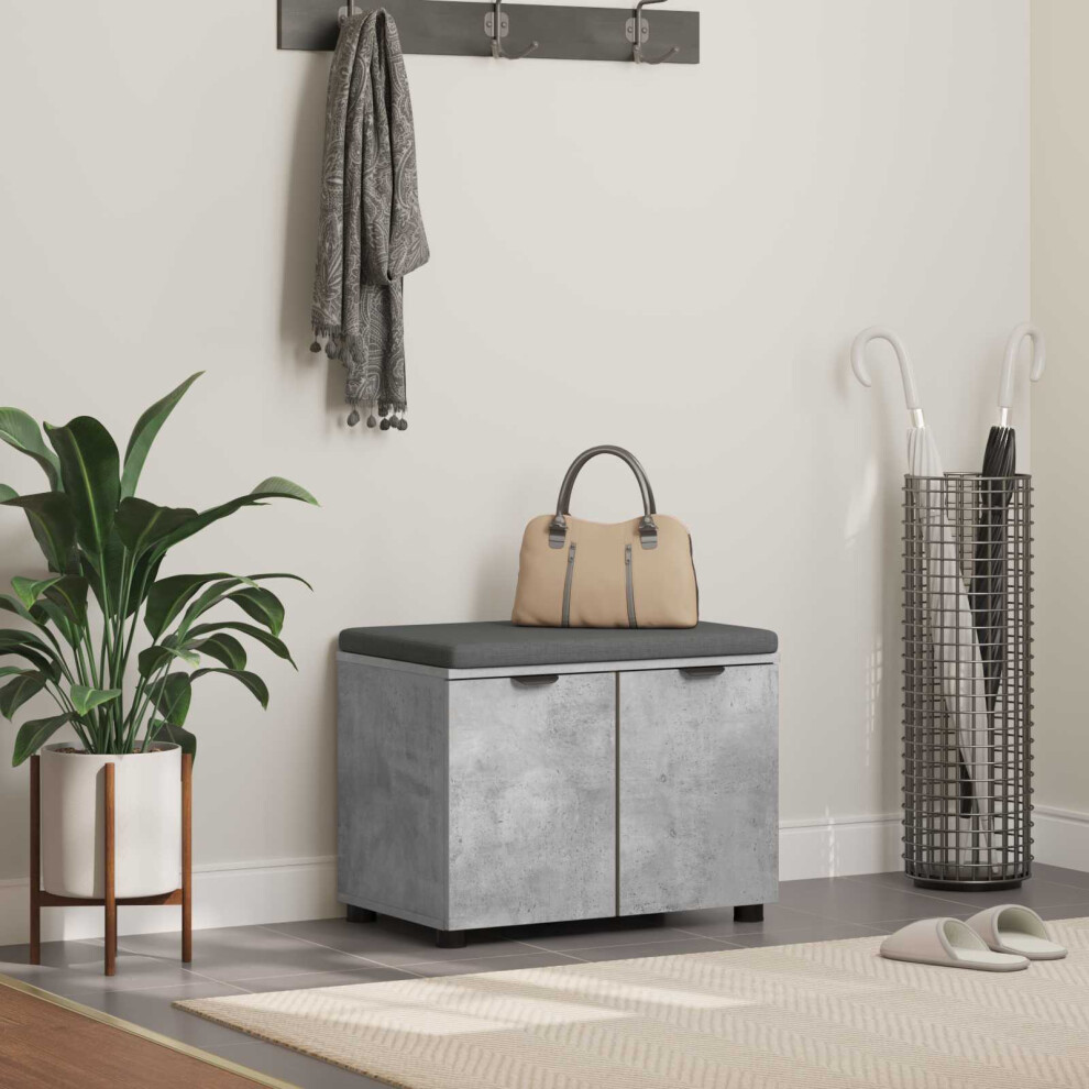 Vidaxl Hall Bench With Cushion With Door Concrete 60 X 38 X 46 Cm Grey