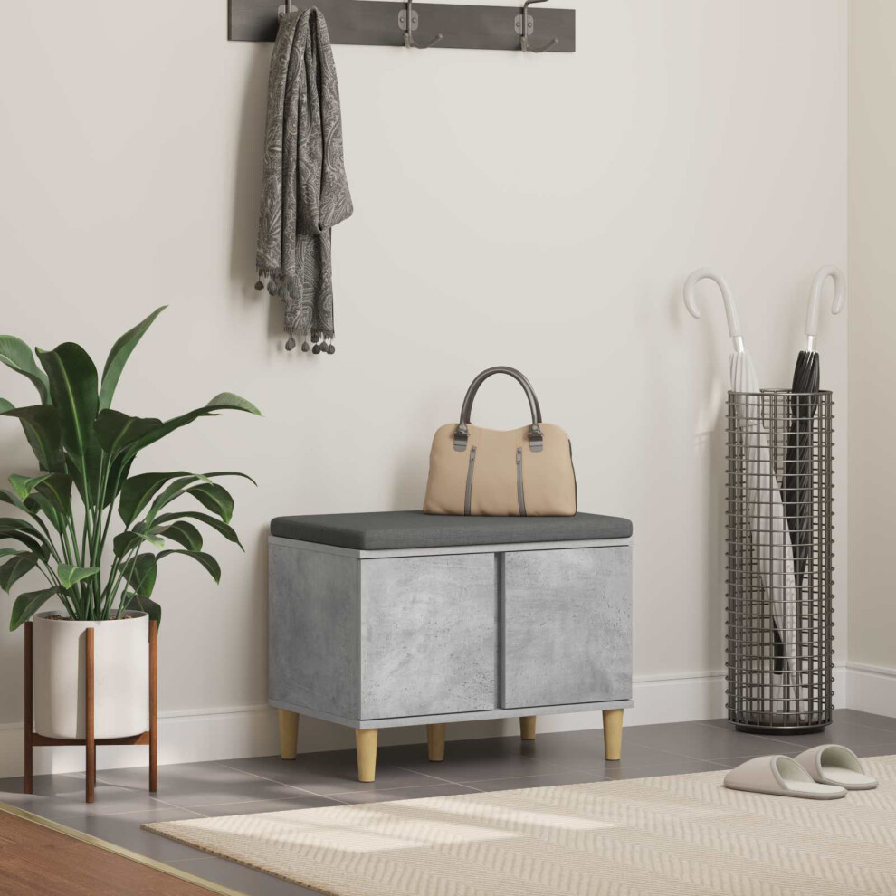 Vidaxl Hall Bench With Cushion With Door Concrete 60 X 38 X 46 Cm Grey