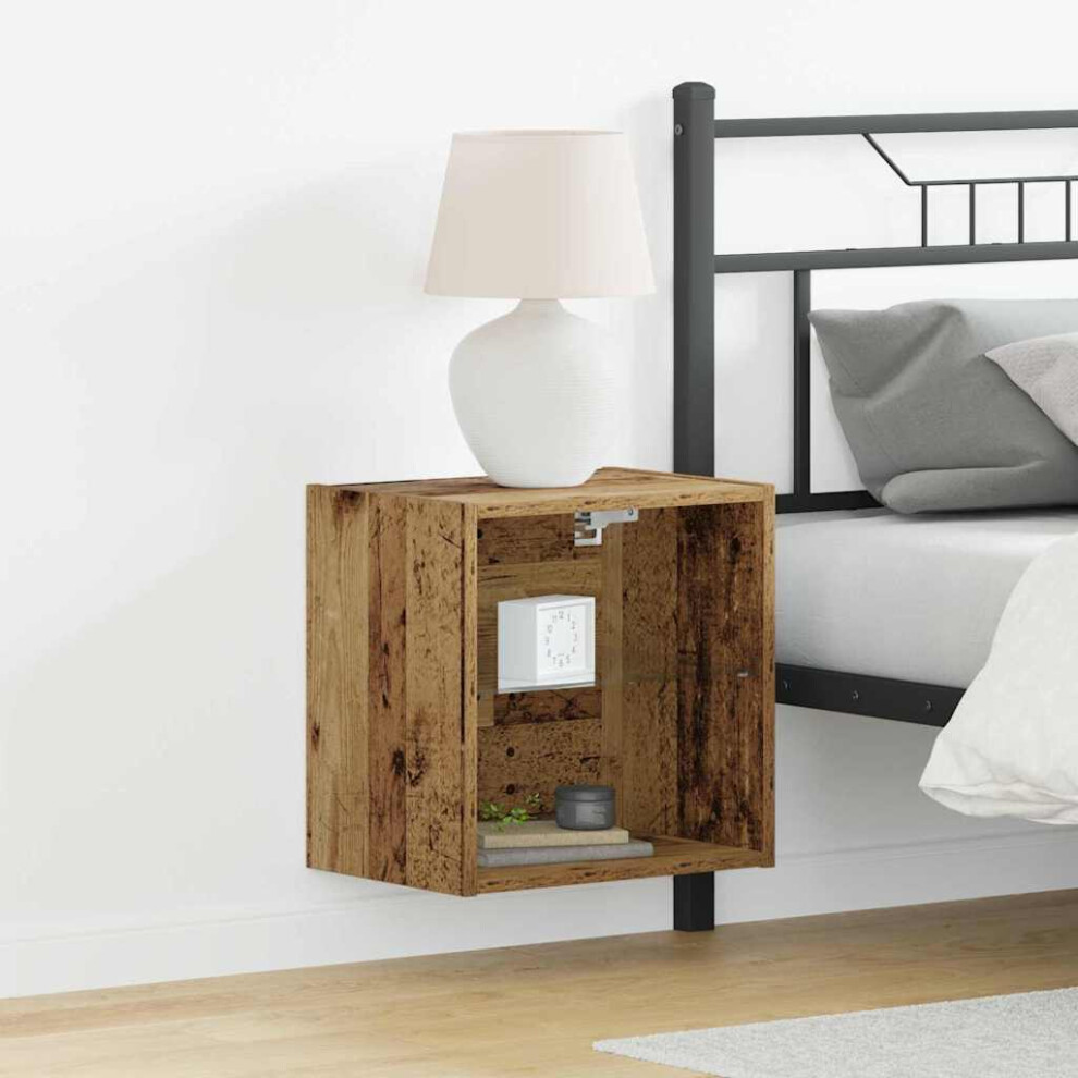 Vidaxl Floating Shelf With Led Light Brown 40 X 28.5 X 40 Cm