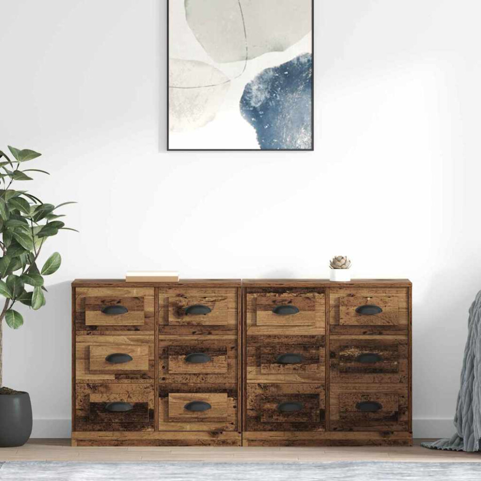 Vidaxl Sideboards 2 Pcs Old Wood 70 X 35.5 X 67.5 Cm Engineered Wood