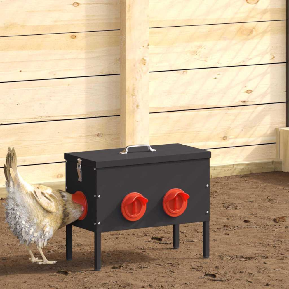 Vidaxl Chicken Feeder 2 Pcs Black 41.5 X 20.5 X 33 Cm