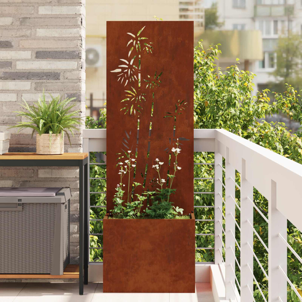 Vidaxl Garden Privacy Screen Floral Rusty 50 X 140 Cm Weathering Steel