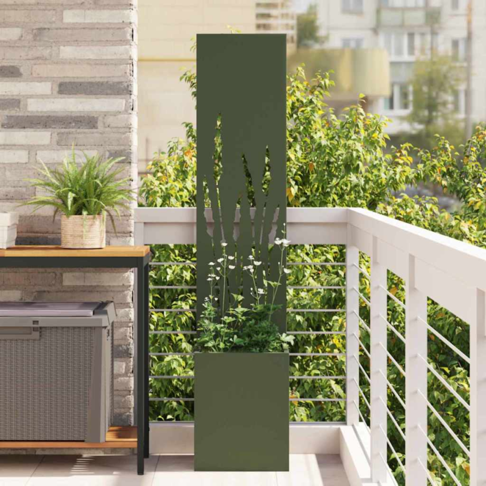 Vidaxl Garden Privacy Screen Olive Green 32 X 140 Cm Cold-Rolled Steel