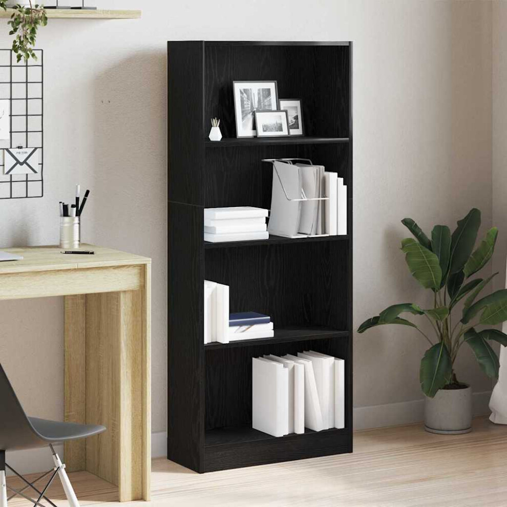 Vidaxl Bookshelf Oak 60 X 24 X 143 Cm Engineered Wood Black