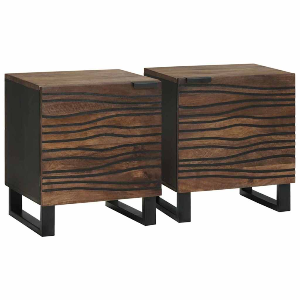 Vidaxl Bedside Cabinet 2 Pcs Walnut 40 X 33 X 46 Cm Solid Acacia Wood