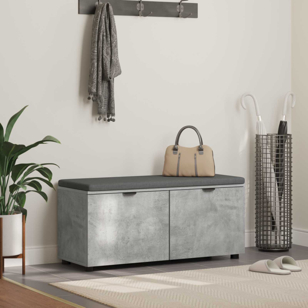 Vidaxl Hall Bench With Cushion Concrete 100 X 38 X 46 Cm Grey