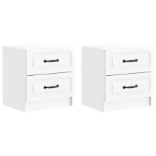 vidaXL Bedside Cabinet 2 pcs High Gloss White 43 x 34.5 x 44.5 cm