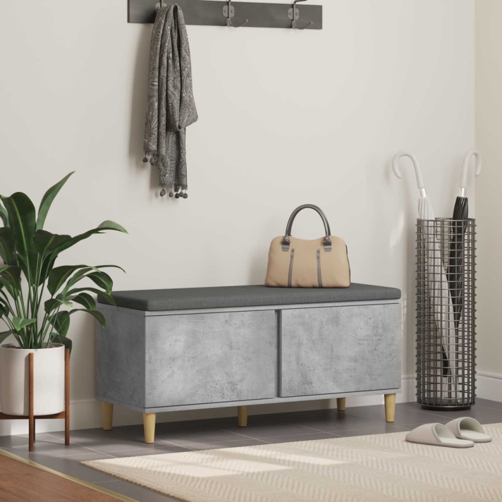 Vidaxl Hall Bench With Cushion Concrete 100 X 38 X 46 Cm Grey