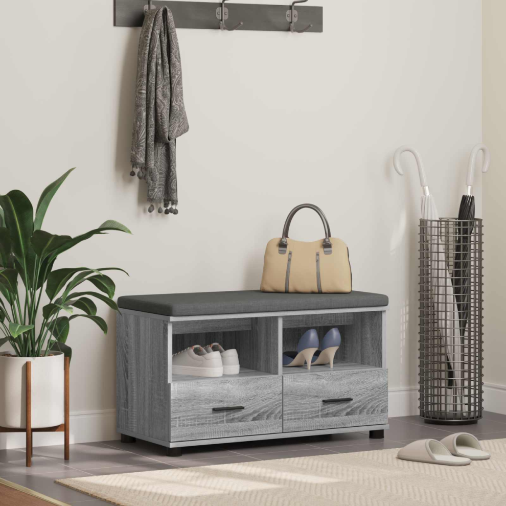 Vidaxl Hall Bench With Cushion With Drawer Sonoma 80 X 38 X 46 Cm Grey