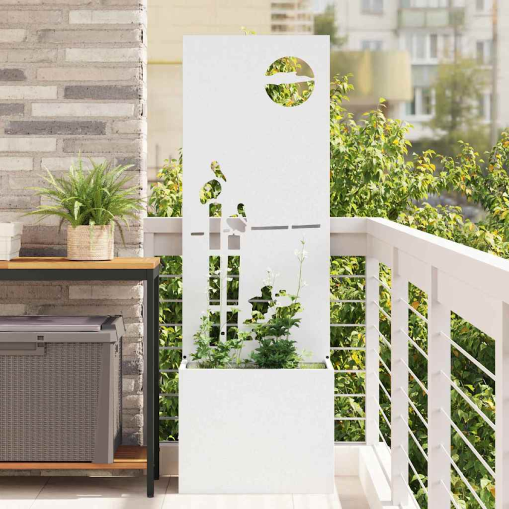 Vidaxl Garden Privacy Screen White 50 X 140 Cm Cold-Rolled Steel