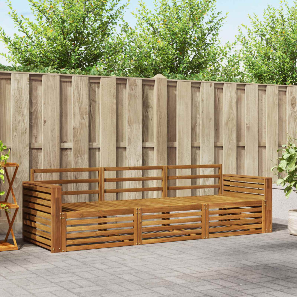 VIDAXL 3-Piece Outdoor Sofa Set in Solid Acacia Wood Brown for Garden and Terrace Seating - Image 2