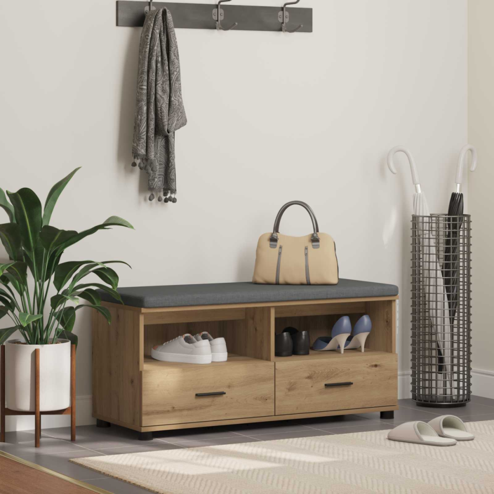 Vidaxl Hall Bench With Cushion With Shelf Artisan Oak 100 X 38 X 46 Cm